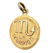 Load image into Gallery viewer, Becker French Zodiac Scorpio Starsign 18K Yellow Gold Charm Pendant
