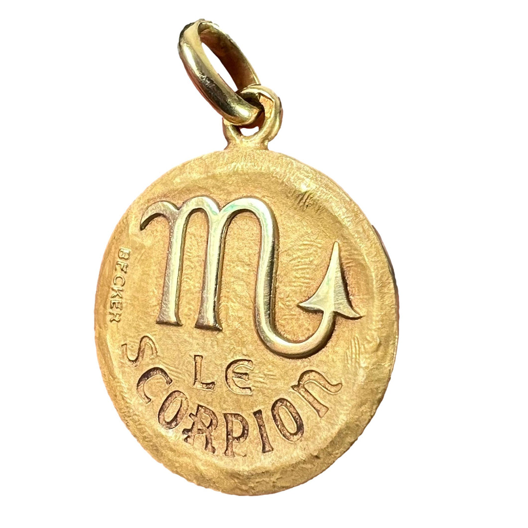 Becker French Zodiac Scorpio Starsign 18K Yellow Gold Charm Pendant