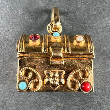 Load image into Gallery viewer, French Mechanical Treasure Chest 18K Yellow Gold Gem Set Charm Pendant
