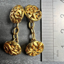 Load image into Gallery viewer, Art Nouveau French Mistletoe Leaves 18K Yellow Gold Cufflinks
