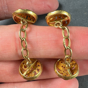 Art Nouveau French Mistletoe Leaves 18K Yellow Gold Cufflinks
