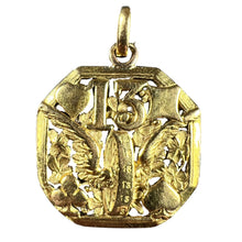 Load image into Gallery viewer, Good Luck 13 Hermes Wheel Cards Clover 18K Yellow Gold Lucky Charm Pendant
