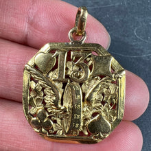 Load image into Gallery viewer, Good Luck 13 Hermes Wheel Cards Clover 18K Yellow Gold Lucky Charm Pendant
