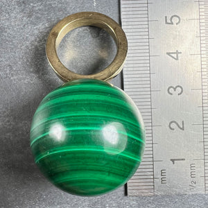 Malachite Sphere 18 Karat Yellow Gold Ring Pendant