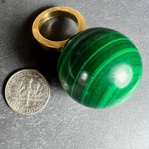 Malachite Sphere 18 Karat Yellow Gold Ring Pendant