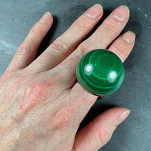 Load image into Gallery viewer, Malachite Sphere 18 Karat Yellow Gold Ring Pendant
