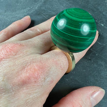 Load image into Gallery viewer, Malachite Sphere 18 Karat Yellow Gold Ring Pendant
