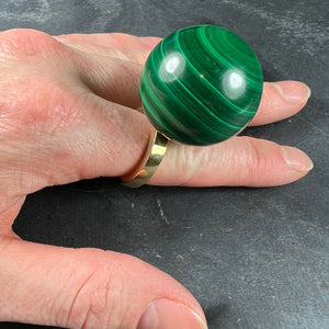 Malachite Sphere 18 Karat Yellow Gold Ring Pendant