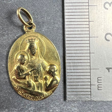 Load image into Gallery viewer, French St Scapulaire Madonna Jesus Sacred Heart 18K Yellow Gold Medal Pendant
