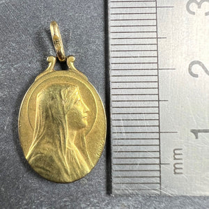 French Tairac Virgin Mary Rolled 18K Yellow Gold Charm Pendant