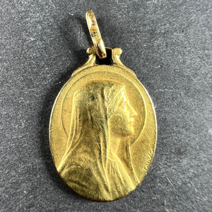 French Tairac Virgin Mary Rolled 18K Yellow Gold Charm Pendant