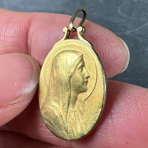 French Tairac Virgin Mary Rolled 18K Yellow Gold Charm Pendant