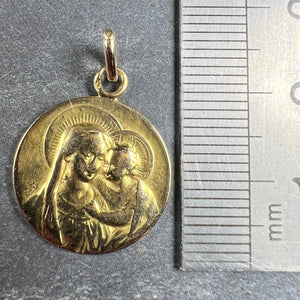 Antique French Madonna and Child 18K Yellow Gold Medal Pendant