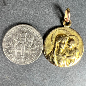 Antique French Madonna and Child 18K Yellow Gold Medal Pendant