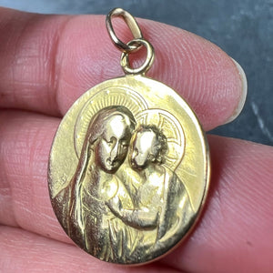 Antique French Madonna and Child 18K Yellow Gold Medal Pendant