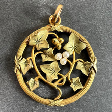 Load image into Gallery viewer, French Ivy Leaves Rolled 18K Yellow Rose White Gold Seed Pearl Charm Pendant
