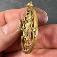 Load image into Gallery viewer, French Ivy Leaves Rolled 18K Yellow Rose White Gold Seed Pearl Charm Pendant
