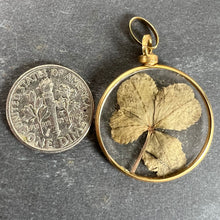 Load image into Gallery viewer, Vintage French Lucky Four Leaf Clover Shamrock 18K Yellow Gold Good Luck Charm Pendant
