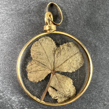 Load image into Gallery viewer, Vintage French Lucky Four Leaf Clover Shamrock 18K Yellow Gold Good Luck Charm Pendant
