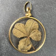 Load image into Gallery viewer, Vintage French Lucky Four Leaf Clover Shamrock 18K Yellow Gold Good Luck Charm Pendant
