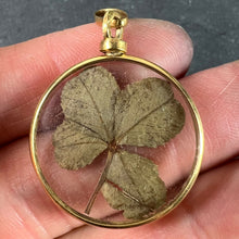 Load image into Gallery viewer, Vintage French Lucky Four Leaf Clover Shamrock 18K Yellow Gold Good Luck Charm Pendant
