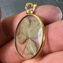 Load image into Gallery viewer, Vintage French Lucky Four Leaf Clover Shamrock 18K Yellow Gold Good Luck Charm Pendant
