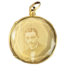 Load image into Gallery viewer, Antique French 18K Yellow Gold Faceted Glass Photo Pendant Locket
