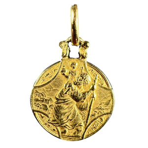 French Zodiac Saint Christopher Triumph of Speed 18K Yellow Gold Charm Pendant
