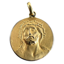 Load image into Gallery viewer, French Dropsy Jesus Christ Crown of Thorns 18K Yellow Gold Medal Pendant
