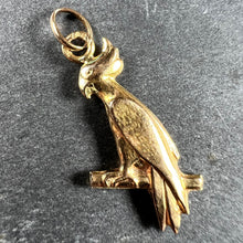 Load image into Gallery viewer, French 18K Yellow Gold Parrot Bird on Perch Charm Pendant
