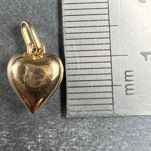 French 18K Gold Puffy Love Heart Charm Pendant