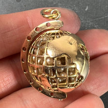 Load image into Gallery viewer, World Globe Italy 18K Yellow Gold Imitiation Pearl Charm Pendant
