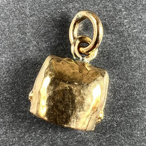 French 18K Yellow Gold Hammered Cow Bell Charm Pendant