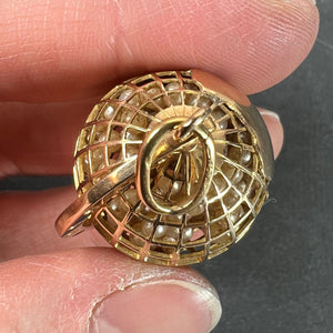 World Globe Italy 18K Yellow Gold Imitiation Pearl Charm Pendant