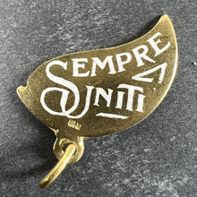 Load image into Gallery viewer, Art Deco Divisi Ma Sempre Unite 18K Yellow Gold Enamel Charm Pendant
