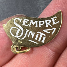 Load image into Gallery viewer, Art Deco Divisi Ma Sempre Unite 18K Yellow Gold Enamel Charm Pendant
