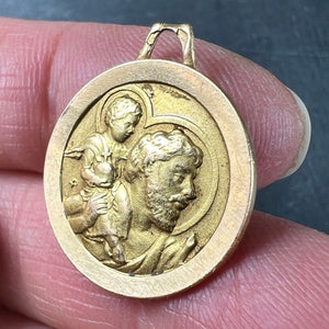 Vintage French St Christopher 18K Yellow Gold Charm Pendant