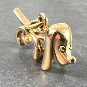 Vintage 18K Yellow Gold Sausage Dog Hound Charm Pendant