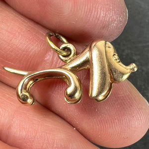 Vintage 18K Yellow Gold Sausage Dog Hound Charm Pendant
