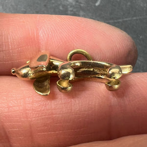 Vintage 18K Yellow Gold Sausage Dog Hound Charm Pendant