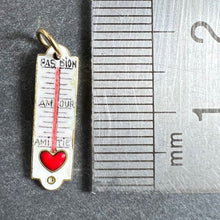 Load image into Gallery viewer, French Art Deco Love Thermometer 18K Yellow Gold Enamel Charm Pendant
