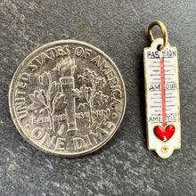 Load image into Gallery viewer, French Art Deco Love Thermometer 18K Yellow Gold Enamel Charm Pendant
