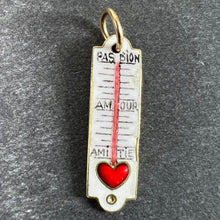 Load image into Gallery viewer, French Art Deco Love Thermometer 18K Yellow Gold Enamel Charm Pendant
