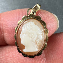 Load image into Gallery viewer, 9K Yellow Gold Diamond Helmet Shell Cameo Charm Pendant

