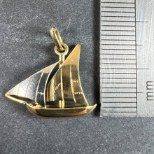 Load image into Gallery viewer, Vintage French 18K Yellow White Gold Sailing Yacht Boat Charm Pendant
