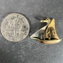 Load image into Gallery viewer, Vintage French 18K Yellow White Gold Sailing Yacht Boat Charm Pendant
