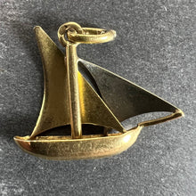 Load image into Gallery viewer, Vintage French 18K Yellow White Gold Sailing Yacht Boat Charm Pendant

