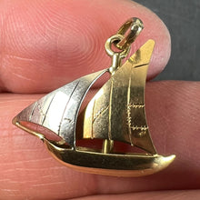 Load image into Gallery viewer, Vintage French 18K Yellow White Gold Sailing Yacht Boat Charm Pendant
