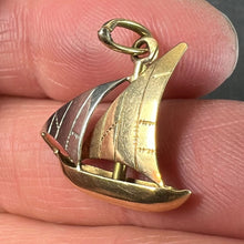 Load image into Gallery viewer, Vintage French 18K Yellow White Gold Sailing Yacht Boat Charm Pendant
