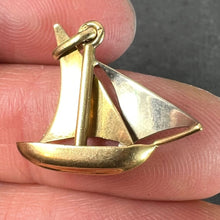 Load image into Gallery viewer, Vintage French 18K Yellow White Gold Sailing Yacht Boat Charm Pendant
